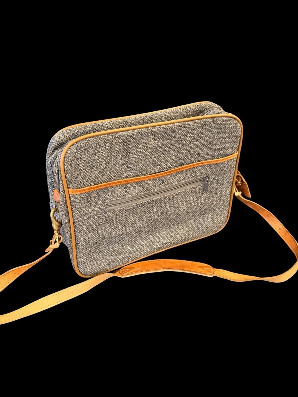 Vintage Hartmann Luggage Tweed & Leather Travel Shoulder Messenger Bag Carry On
